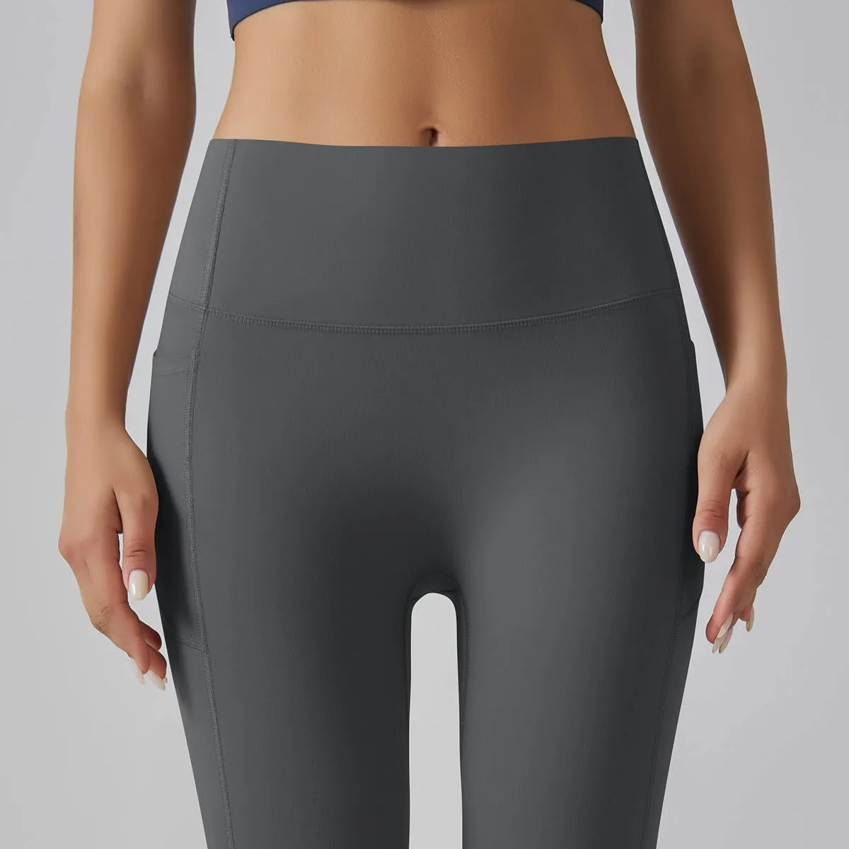 High-Strength Skinny Yoga Pants Composite High Waist Belly Contracting Sports Trousers High Elastic Ultra Thin Quick Drying Fitness Pants for Women