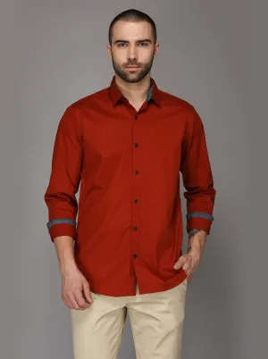 JadeBlue Dark Red Slim Fit Casual Shirt | JadeBlue