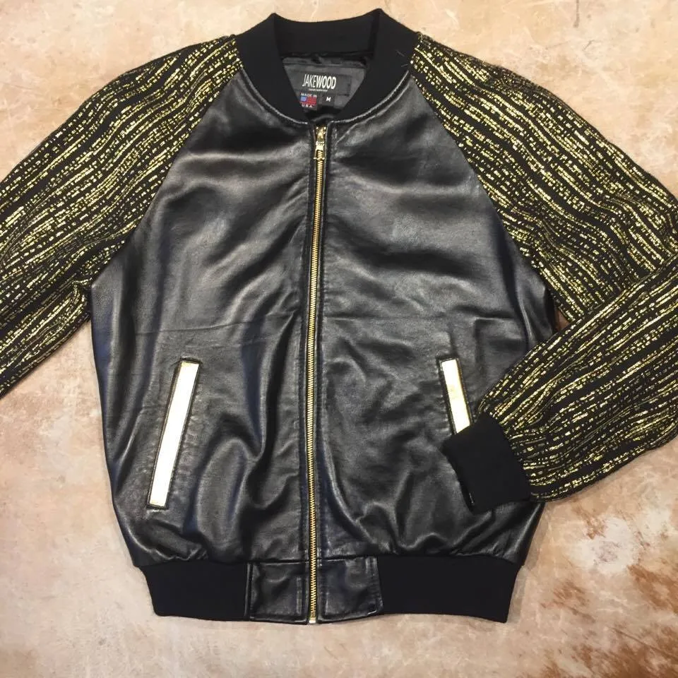 Jakewood Gold Gloss Sleek Bomber Jacket