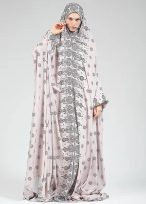 Jameela Satin Home Prayer Gown in Paisley Print with Extended Coverage