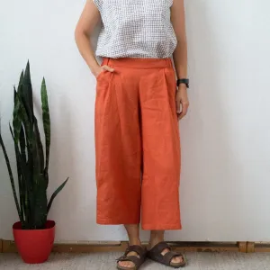 Jane Wide Leg Linen Pants in Persimmon (XXS. XL, XXL)