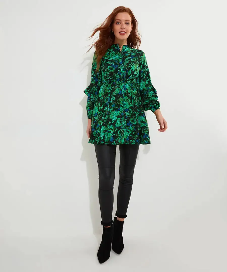 Joe Browns 12 Green Winter Florals Tunic Dress