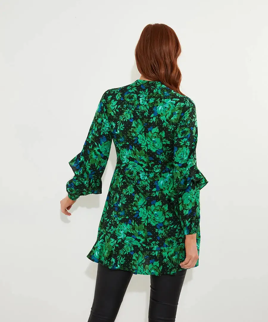 Joe Browns 12 Green Winter Florals Tunic Dress