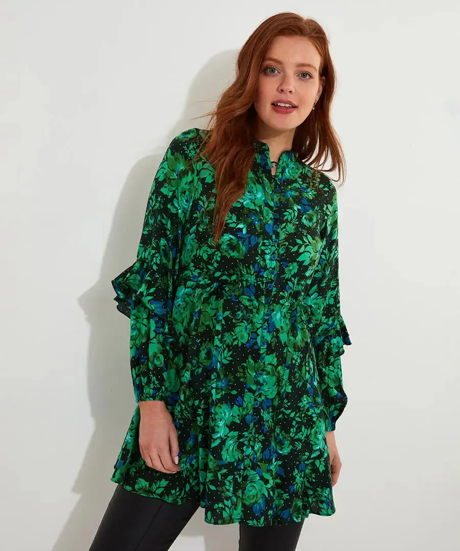 Joe Browns 12 Green Winter Florals Tunic Dress