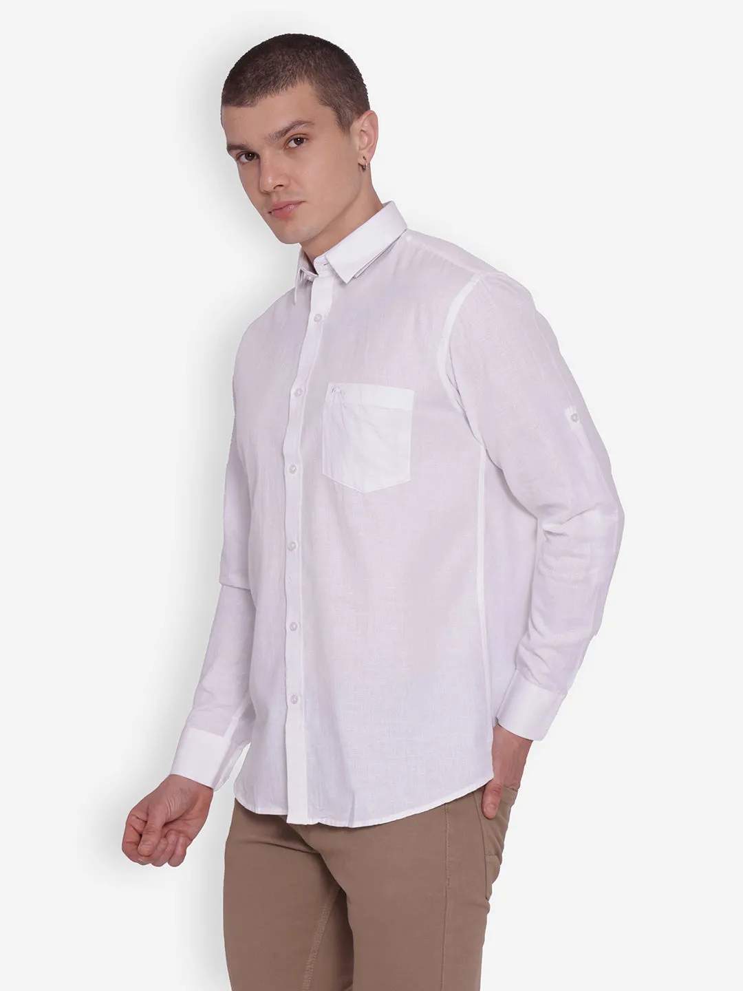 JUMP USA Men Pink Solid Cotton Casual Shirts