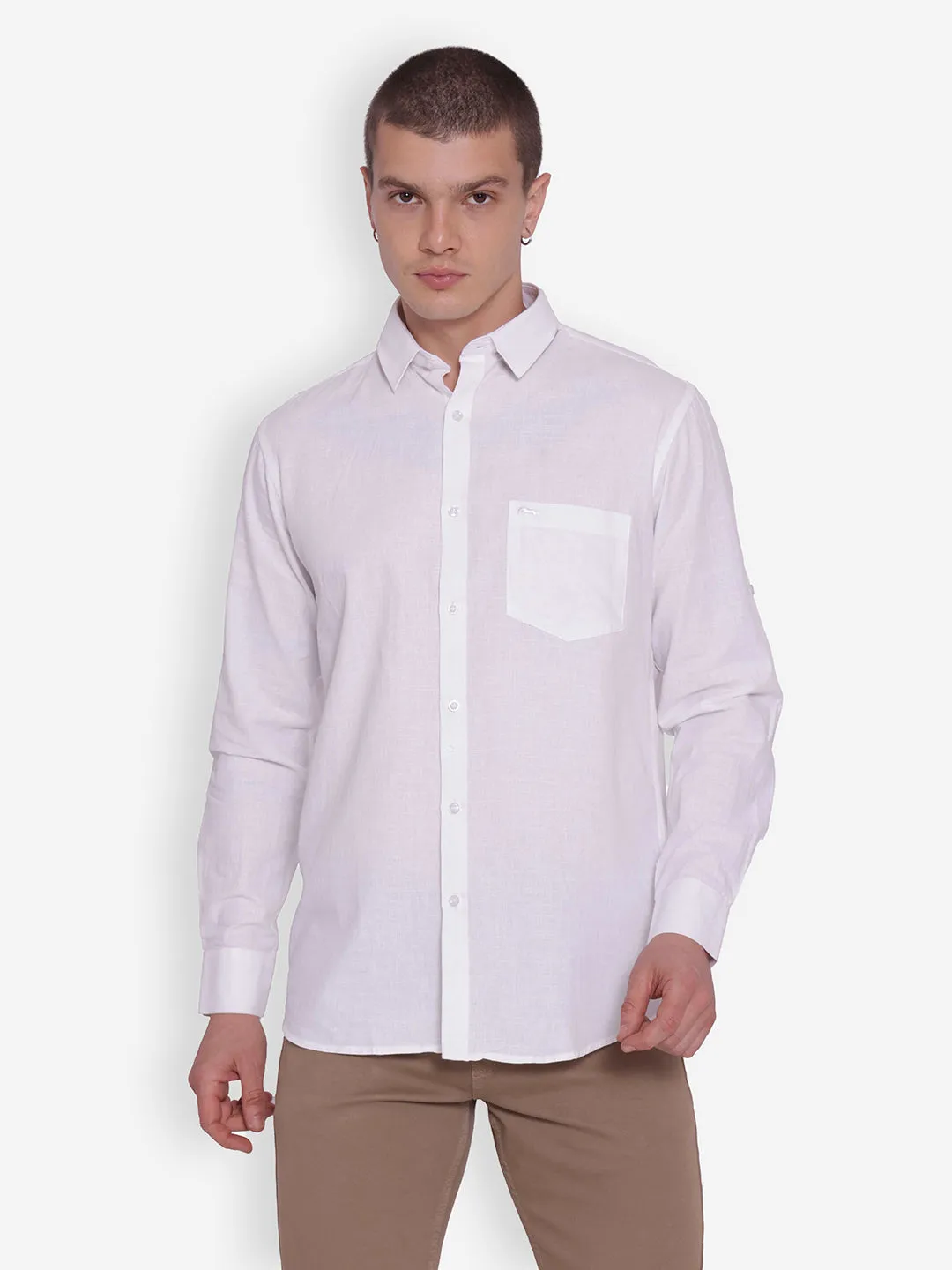 JUMP USA Men Pink Solid Cotton Casual Shirts