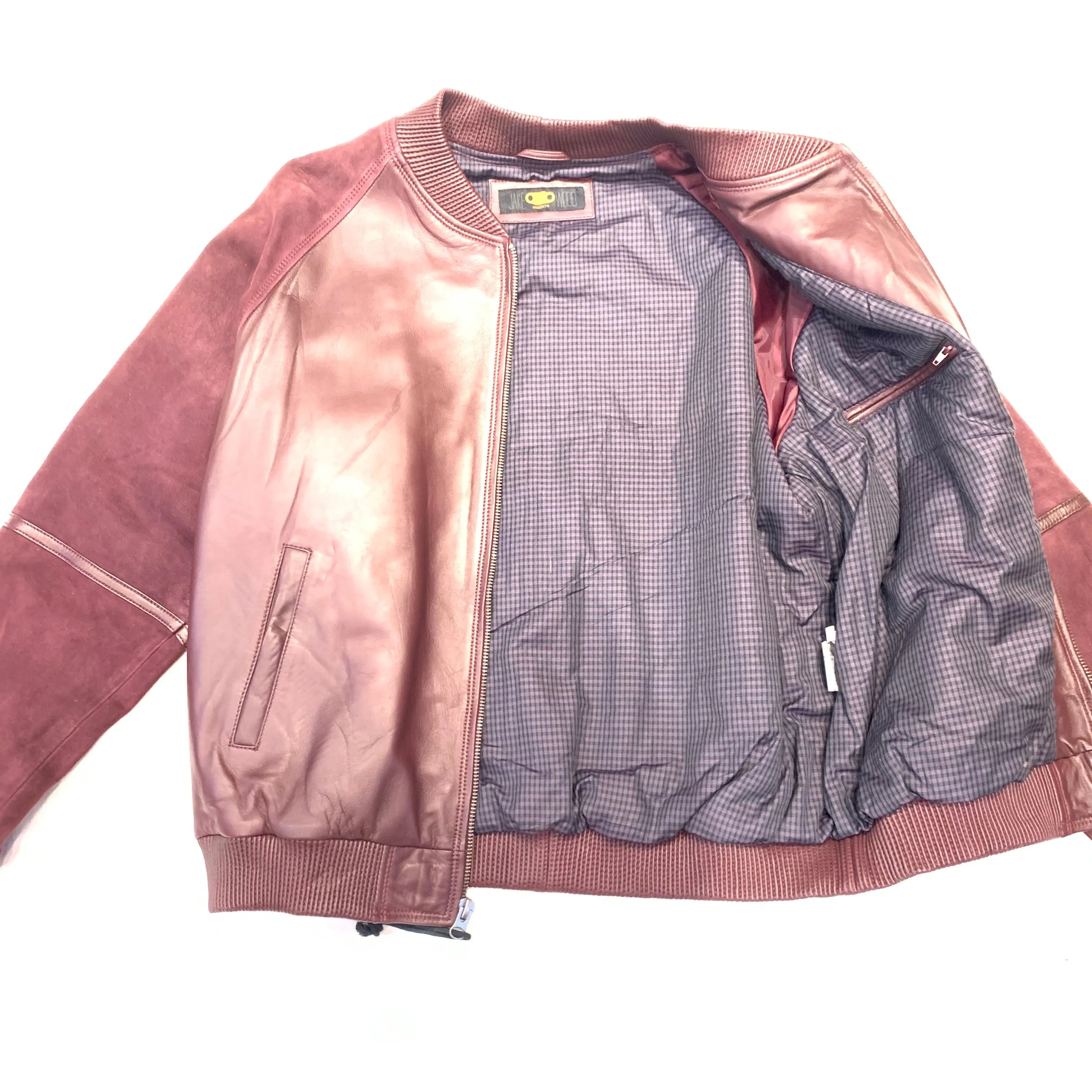 Kashnai Wine Suede Lamb Classic Bomber Jacket