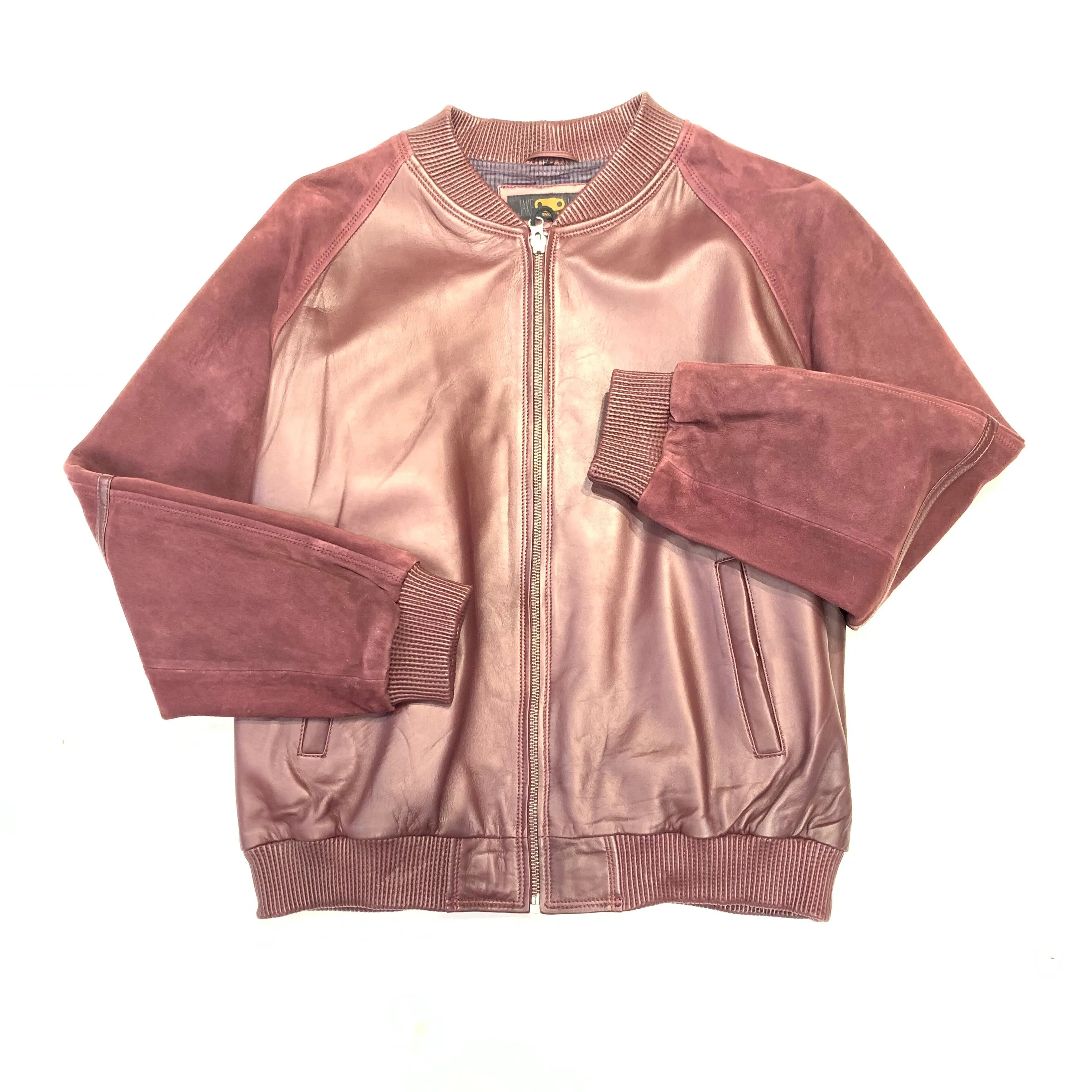 Kashnai Wine Suede Lamb Classic Bomber Jacket