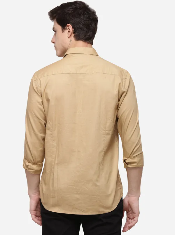 Khaki Smart Fit Solid Casual Shirt | Greenfibre