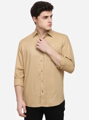 Khaki Smart Fit Solid Casual Shirt | Greenfibre