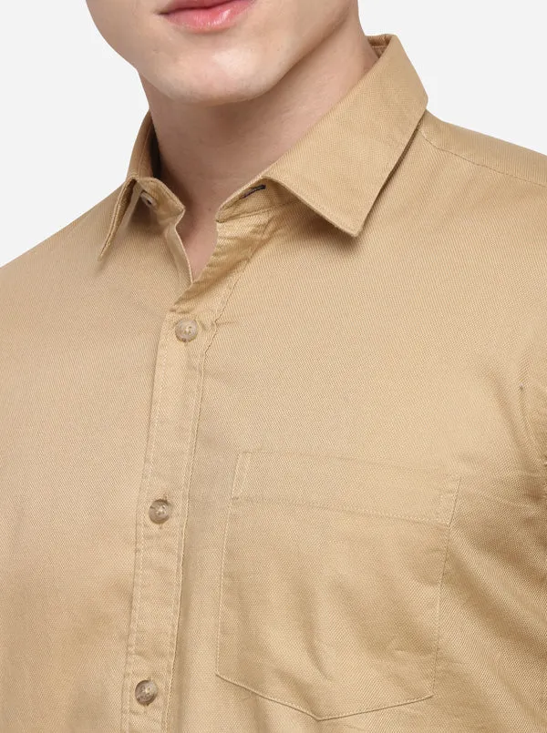 Khaki Smart Fit Solid Casual Shirt | Greenfibre