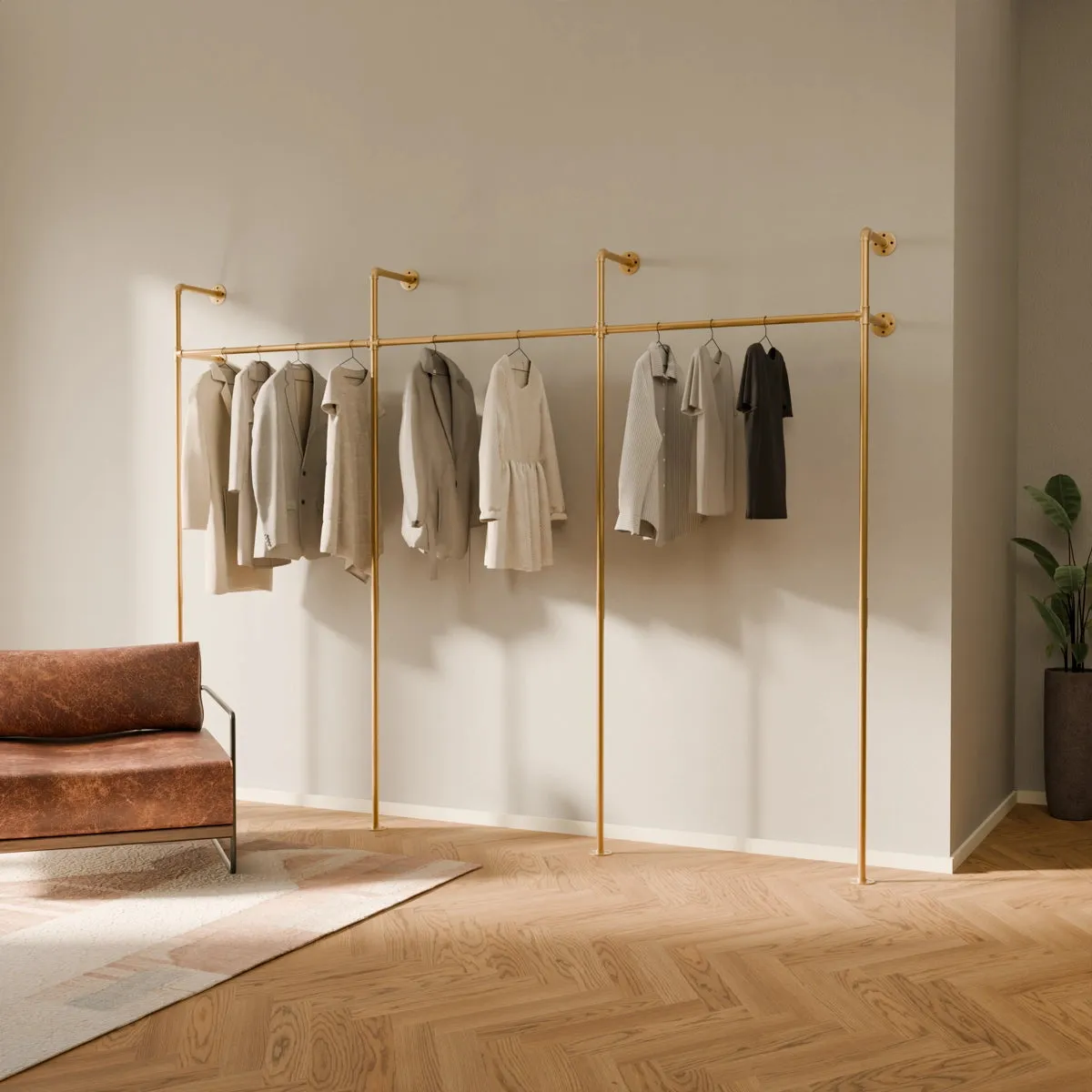 KIM III Gold – Gold clothes rail system