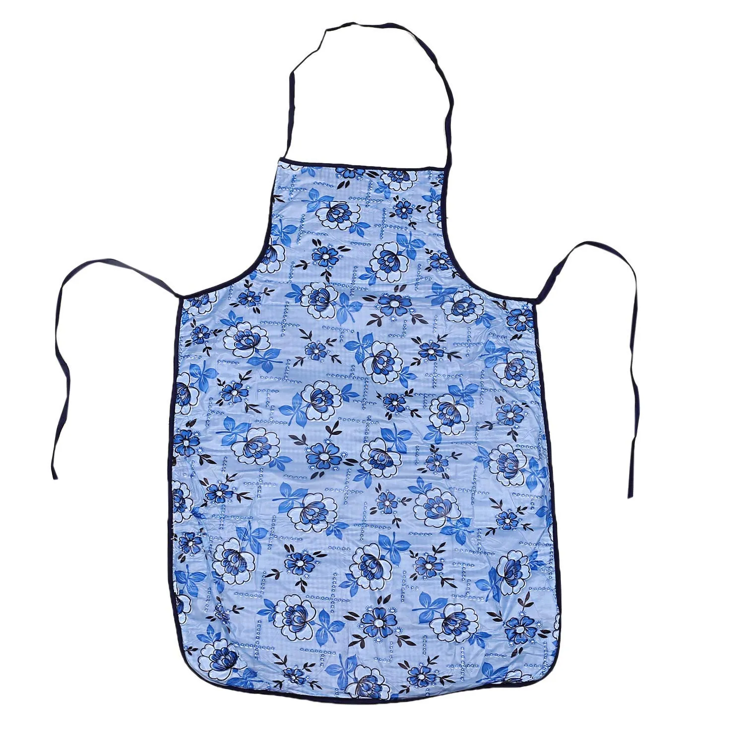 Kuber Industries Checkered Design Cotton Waterproof Apron with Front Pocket (Blue), CTKTC013716