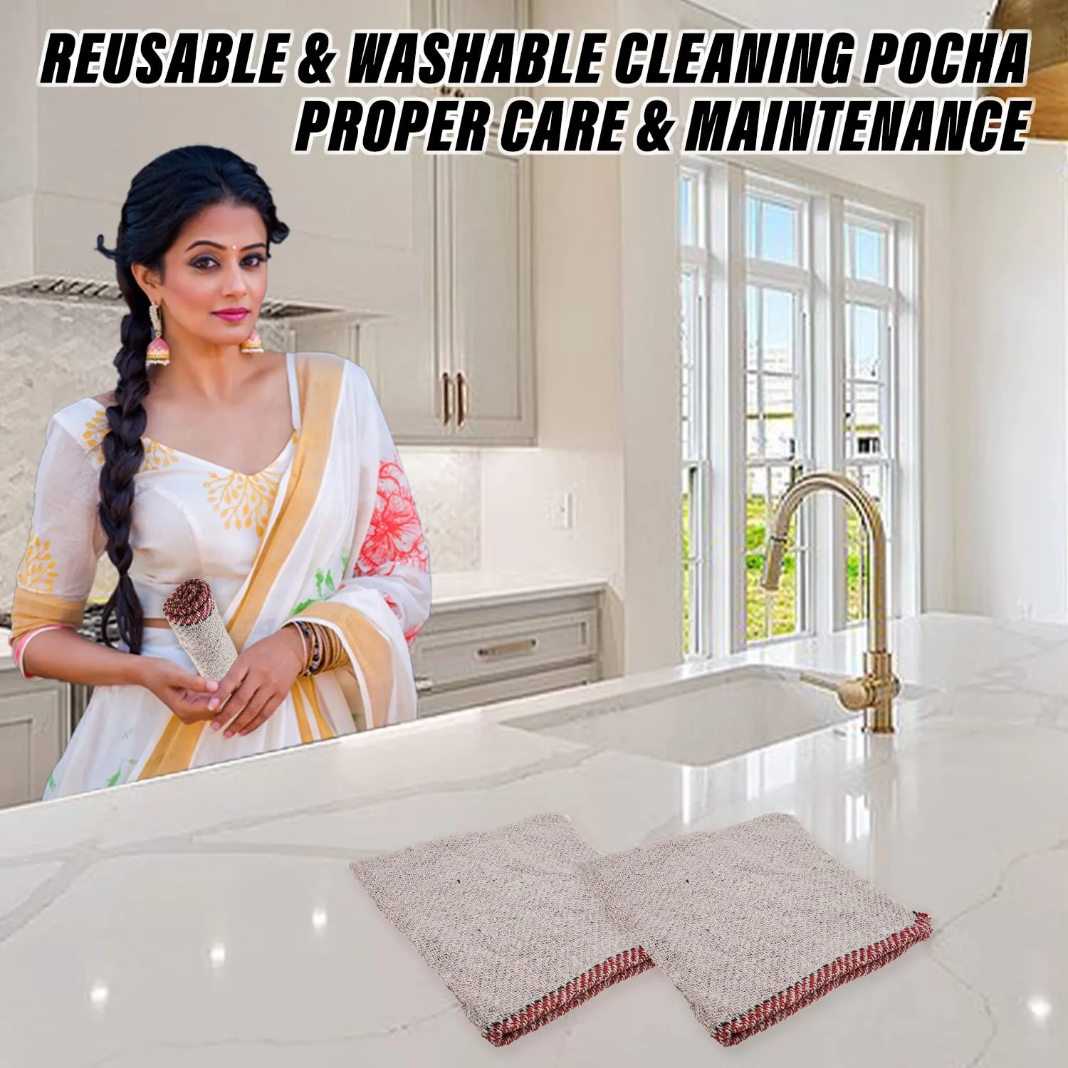 Kuber Industries Floor Cleaning Pocha | Plain Duster Cloth | Cotton Reusable Sweeping Cloth For Home | Small | Kitchen | 18x18 Inch | Pack of 9 | White