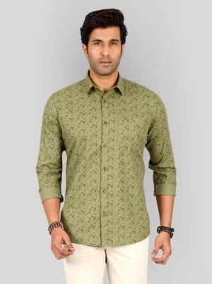 Lake Green Printed Tailored Fit Casual Shirt | JadeBlue