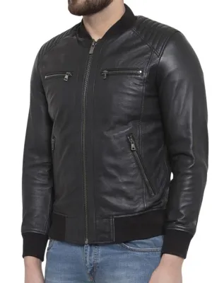 Lambskin Black Bomber Leather Jacket