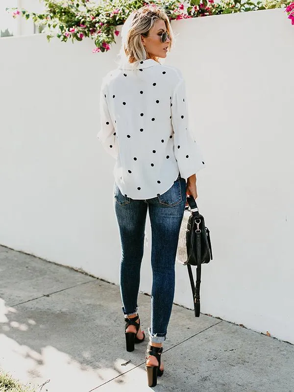 Latest Puff Sleeves Polka-dot Blouses&shirts Tops