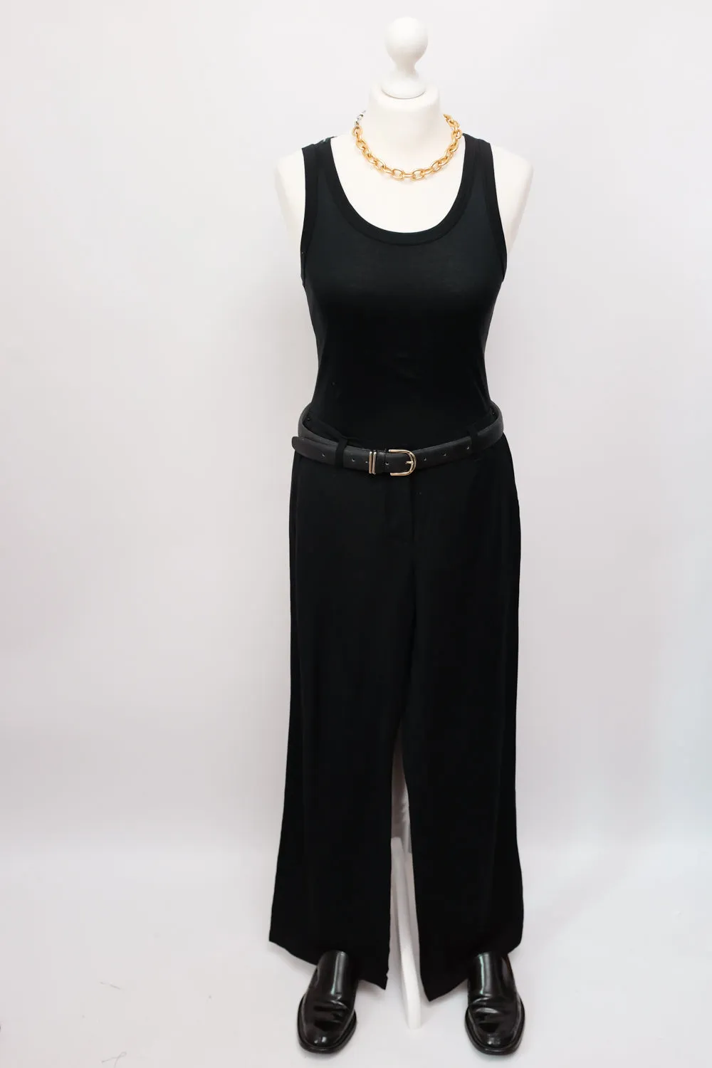 LINEN BLACK WIDE LEG SUMMER PANTS