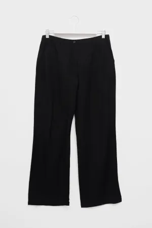 LINEN BLACK WIDE LEG SUMMER PANTS