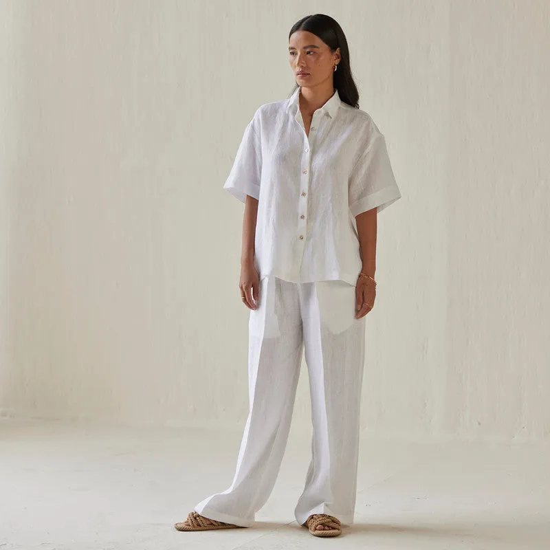 Linen Pant For Women | High Waist | White