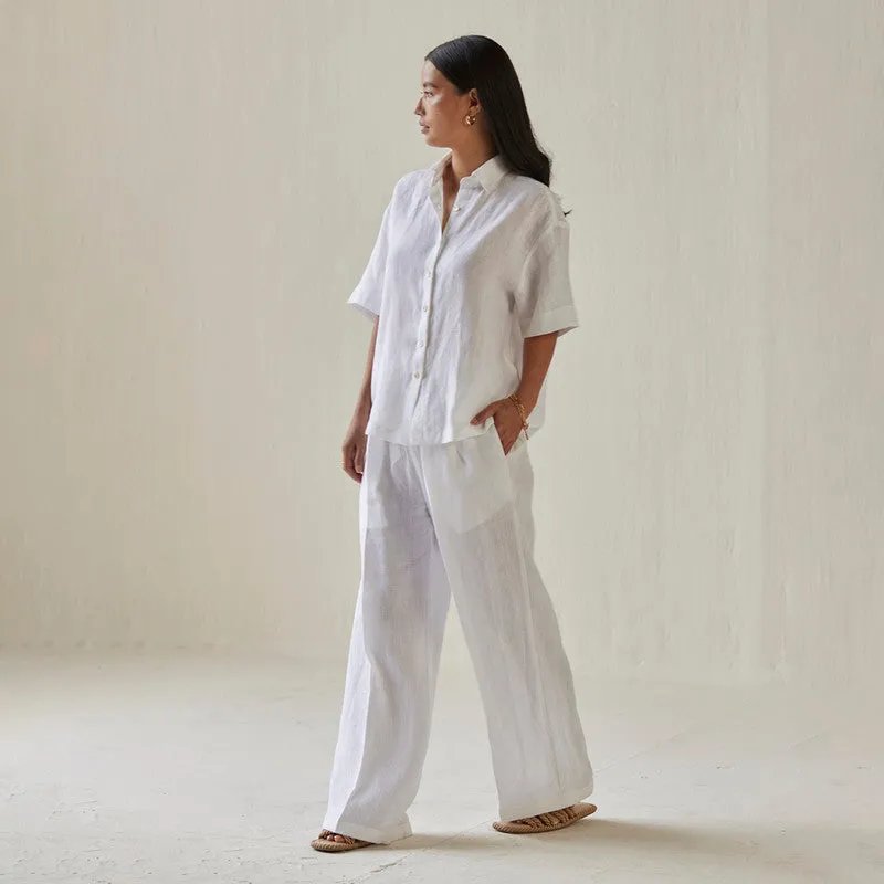 Linen Pant For Women | High Waist | White