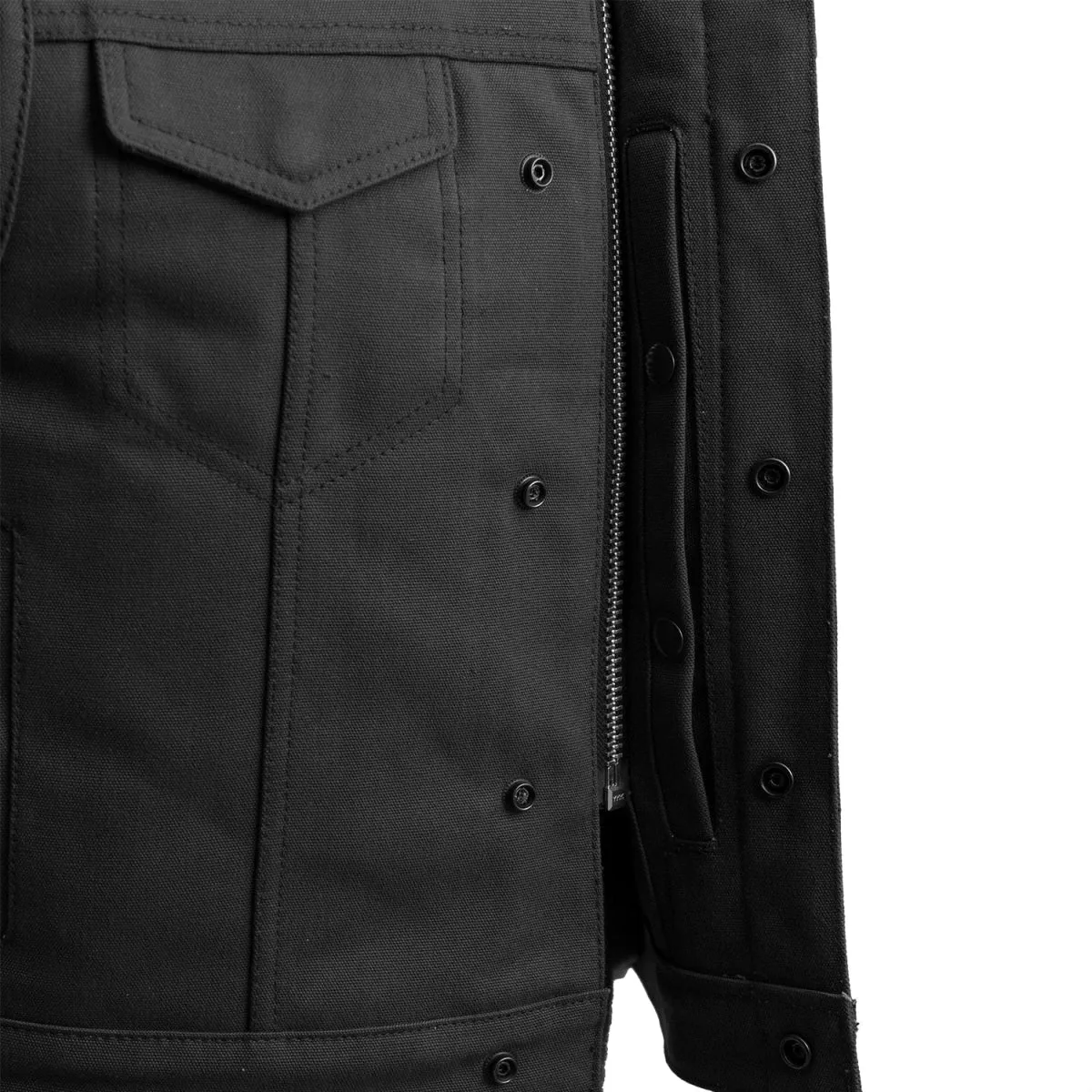 Lowside Black Men's Motorcycle Canvas Vest - Extreme Biker Leather