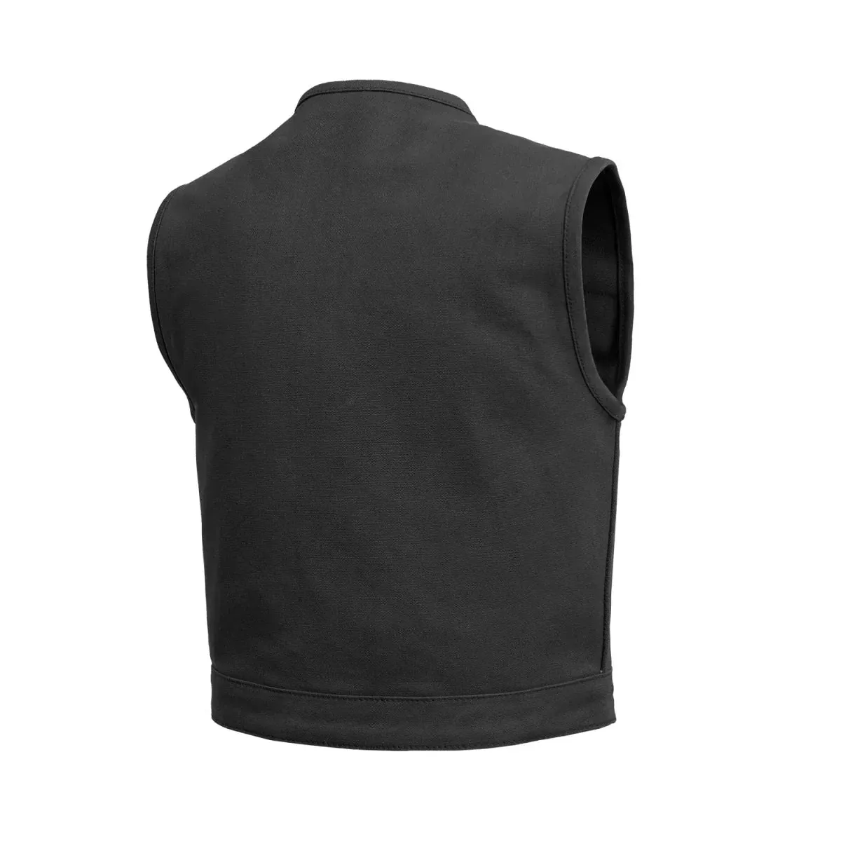 Lowside Black Men's Motorcycle Canvas Vest - Extreme Biker Leather