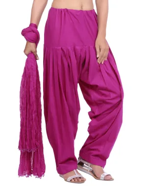 Mauve Cotton Patiala Salwar And Dupatta Set