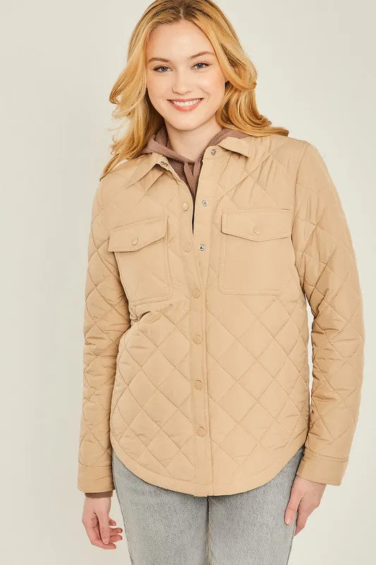 Melissa Woven Solid Bust Pocket Shacket