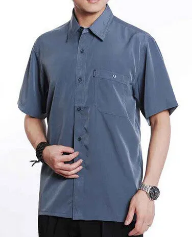 Men Shirts Summer Quinquagenarian Casual Shirt Male Short-Sleeve Shirt.