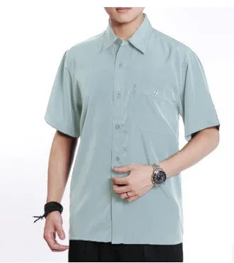 Men Shirts Summer Quinquagenarian Casual Shirt Male Short-Sleeve Shirt.