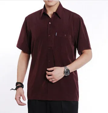 Men Shirts Summer Quinquagenarian Casual Shirt Male Short-Sleeve Shirt.