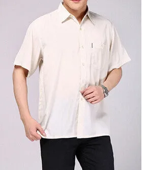 Men Shirts Summer Quinquagenarian Casual Shirt Male Short-Sleeve Shirt.