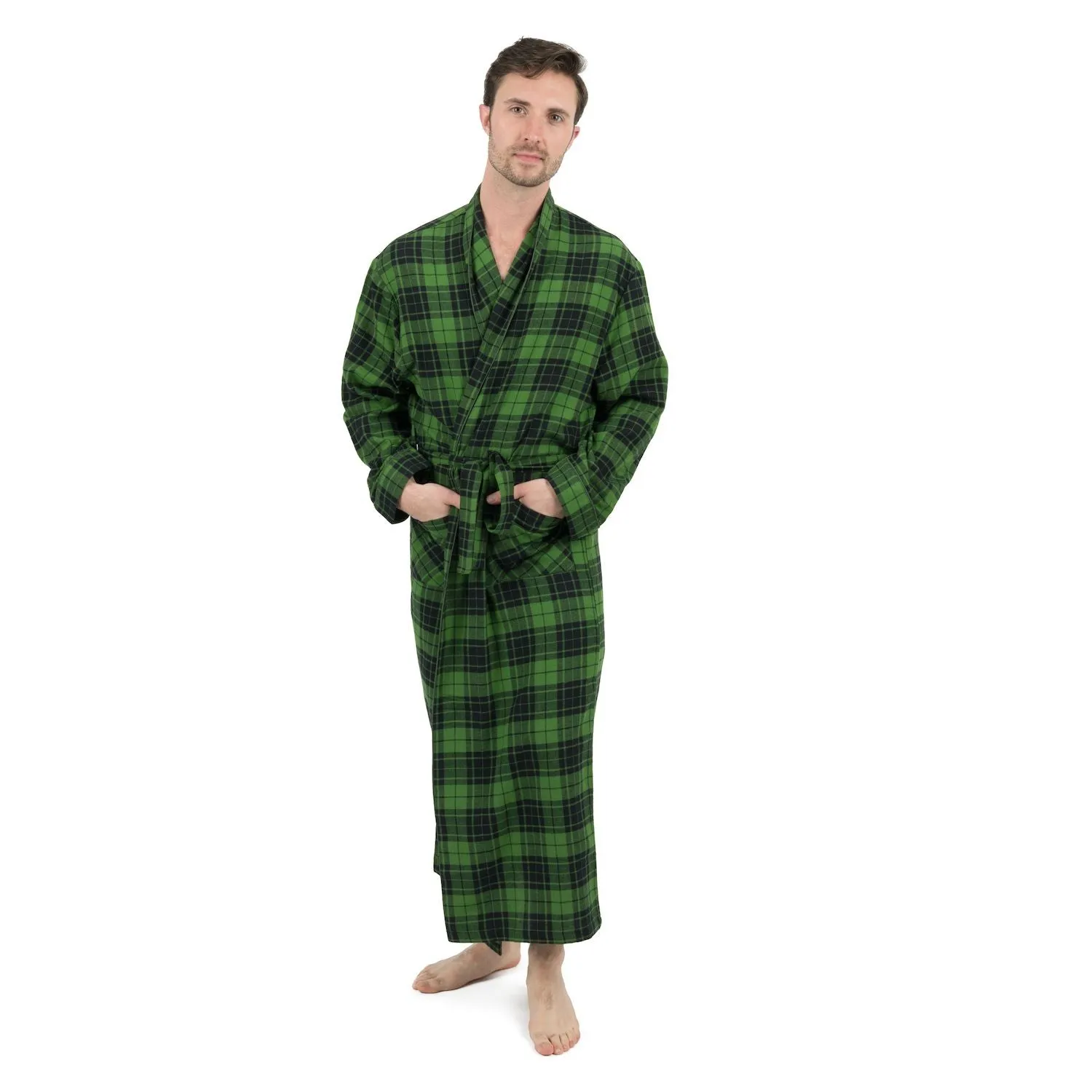 Men's flannel robe in check Leveret