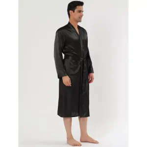 Men's Long Sleeve Satin Sleep Robe Pajamas for Lounge Lars Amadeus pajama robe