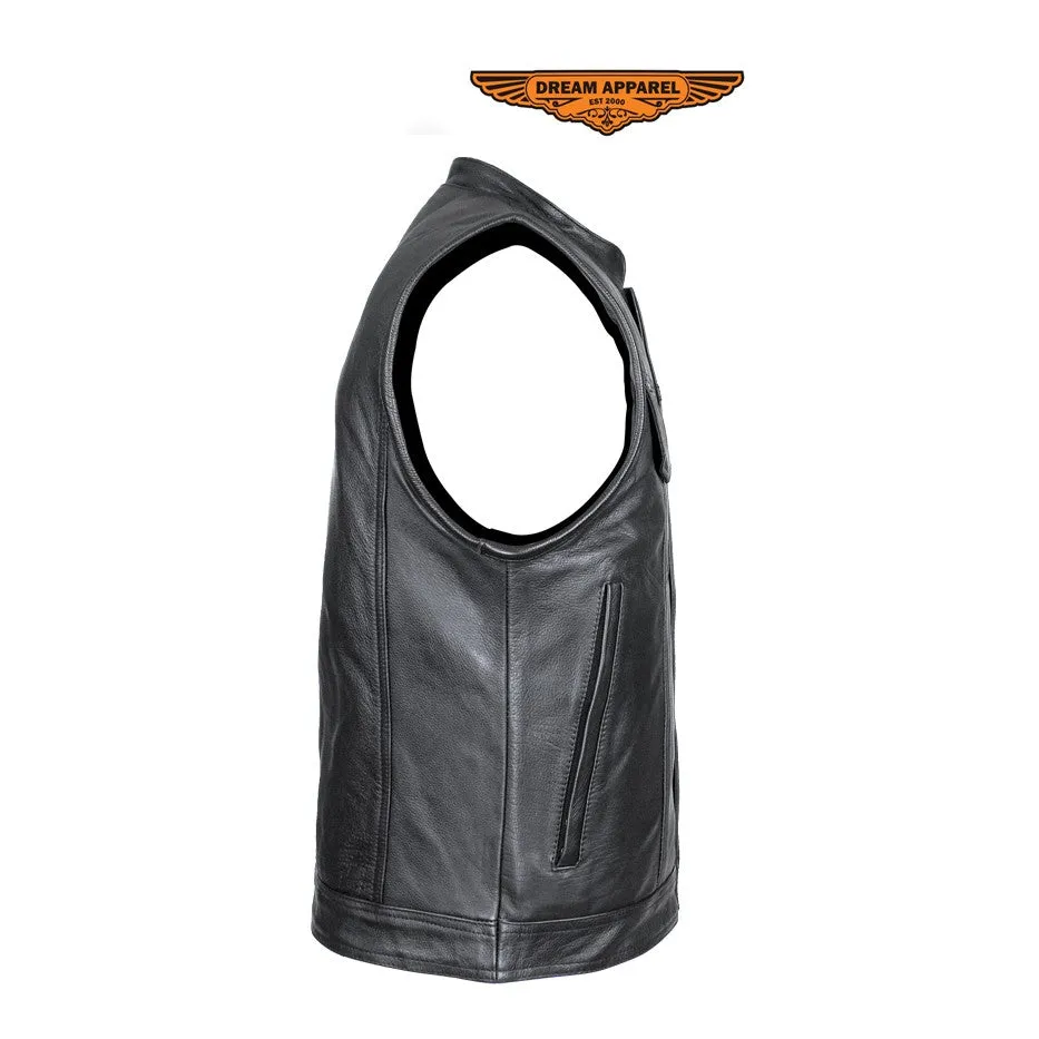 Naked Cowhide Leather Motorcycle Club Vest - Defender Vest