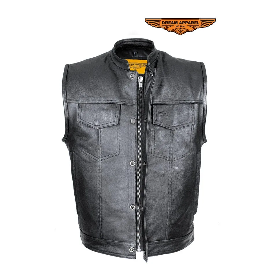 Naked Cowhide Leather Motorcycle Club Vest - Defender Vest