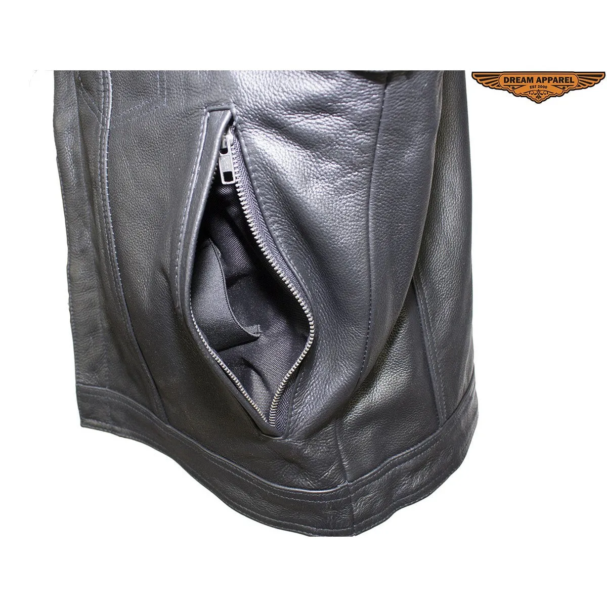 Naked Cowhide Leather Motorcycle Club Vest - Defender Vest