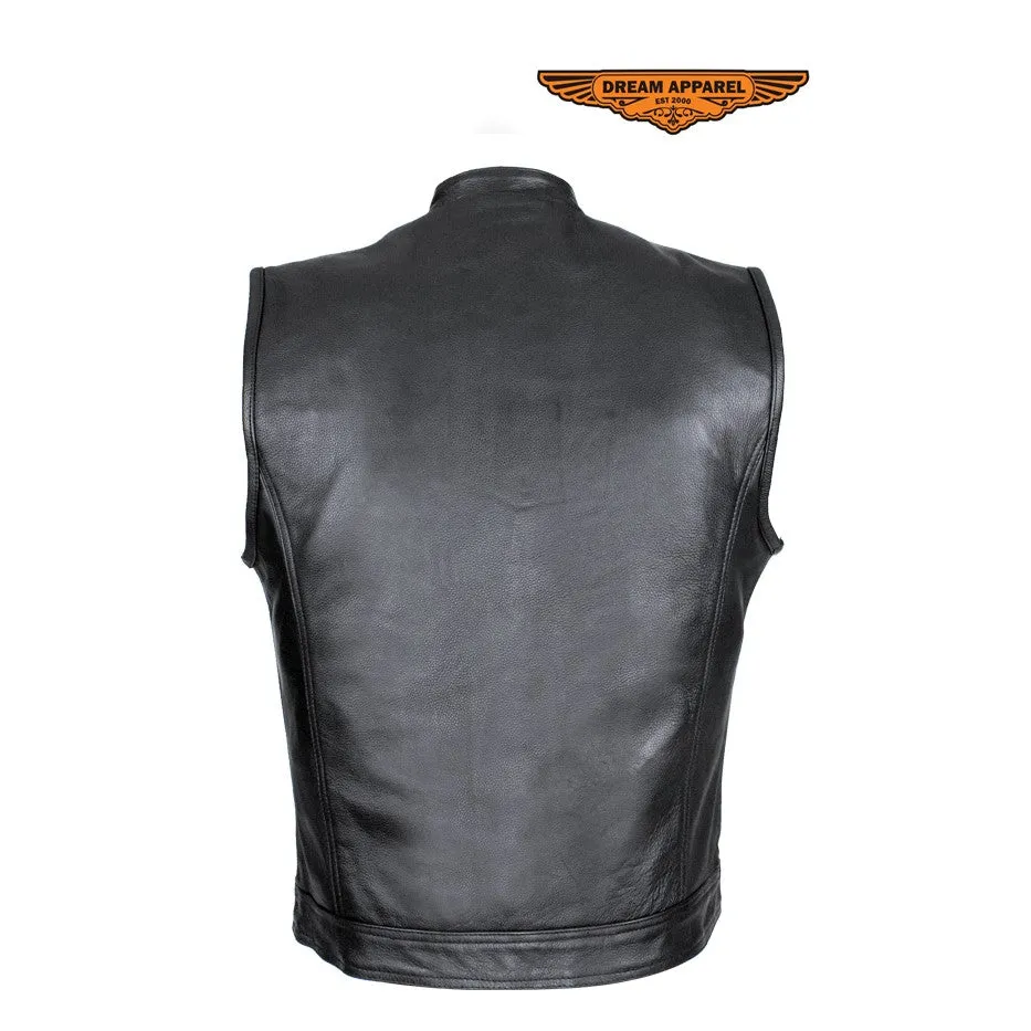 Naked Cowhide Leather Motorcycle Club Vest - Defender Vest