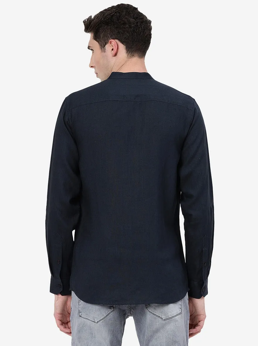 Navy Blue   Solid Slim Fit Casual Shirt | JadeBlue