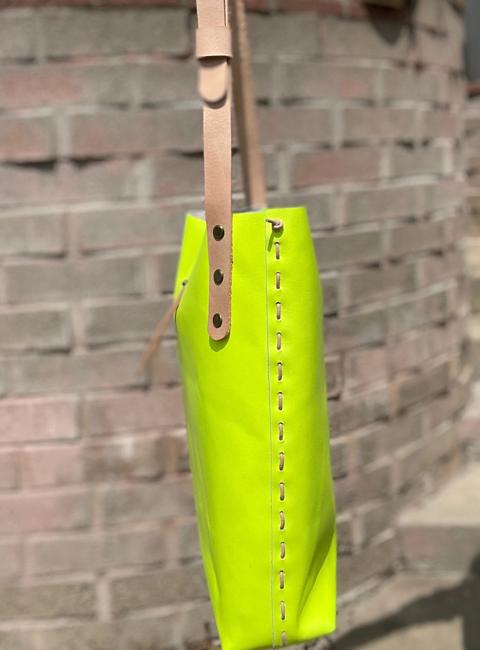 Neon Yellow Leather Crossbody Bag