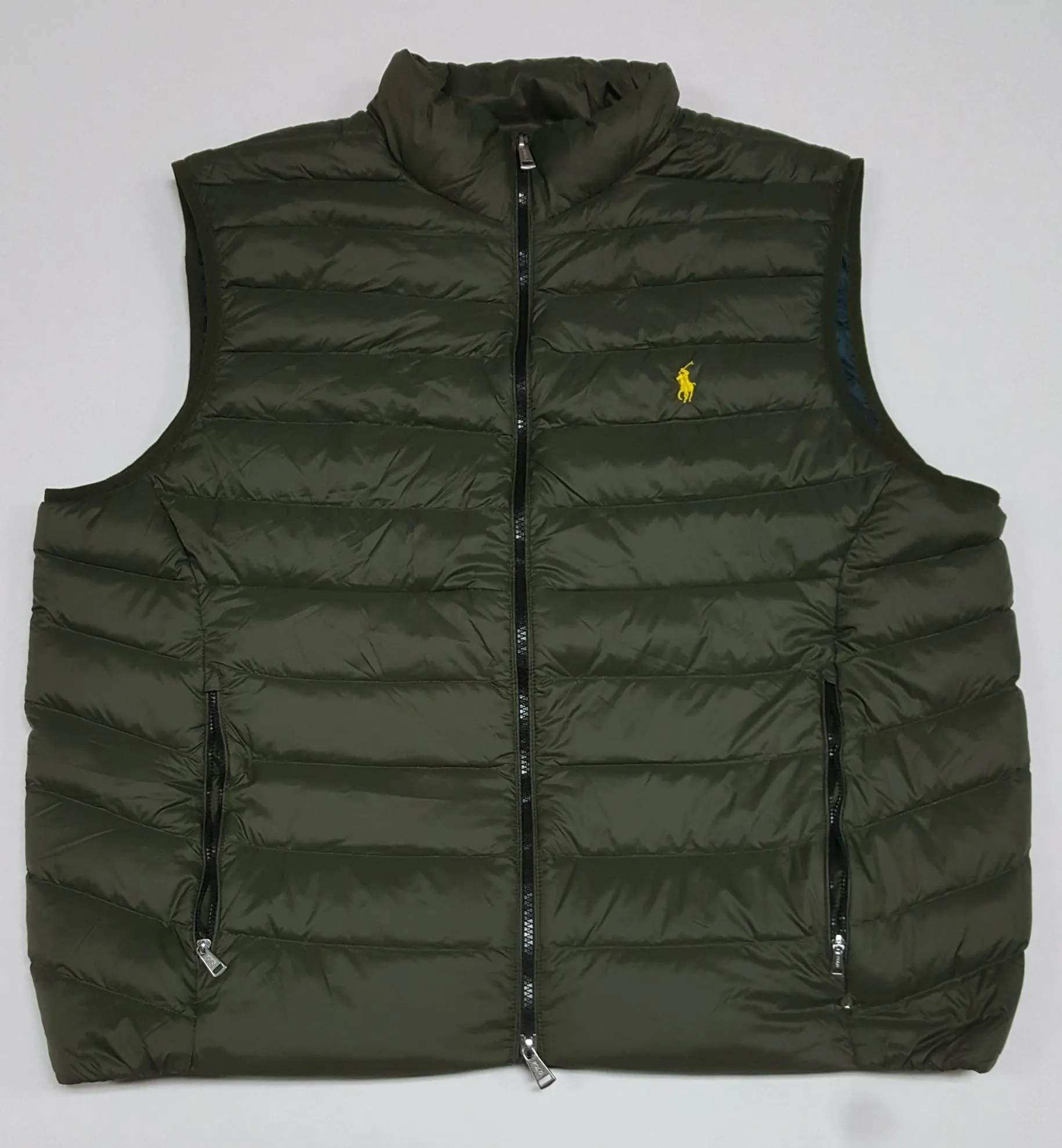 Nwt Polo Ralph Lauren Olive w/Yellow Small Pony Down Vest