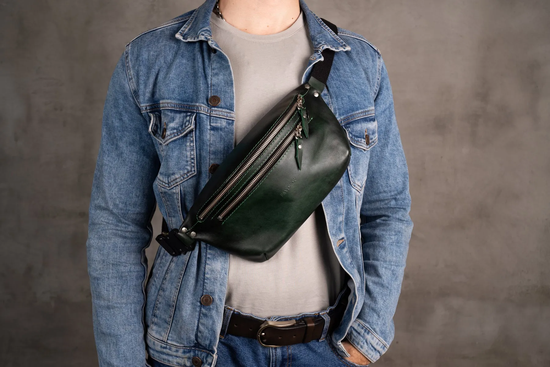 Personalized men shoulder bag, Green leather belt bag, men’s leather bag, waist bag, crossbody bag, fanny bag, full grain leather bag