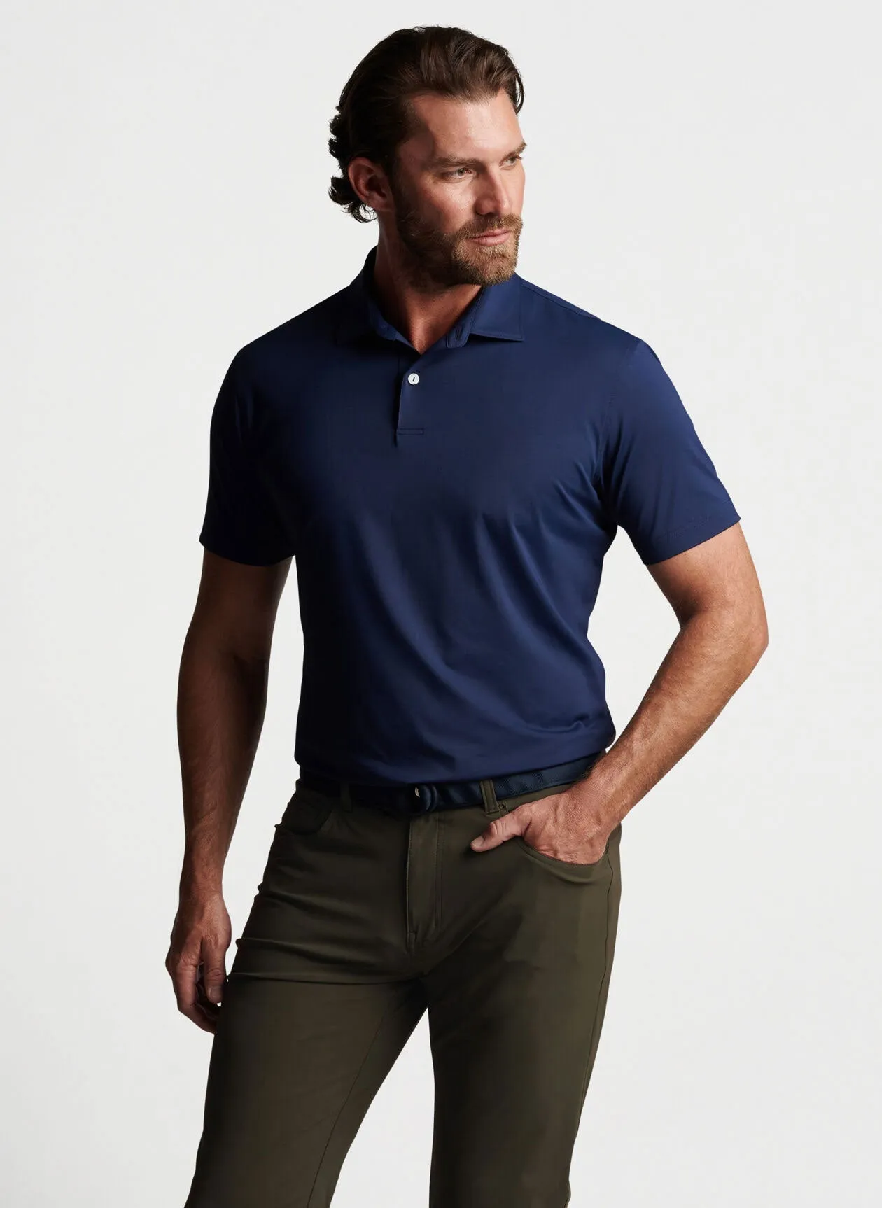 Peter Millar Solid Jersey Custom Polos, Navy