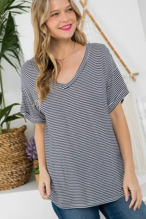 Pin Stripe V-Neck Everyday Tee