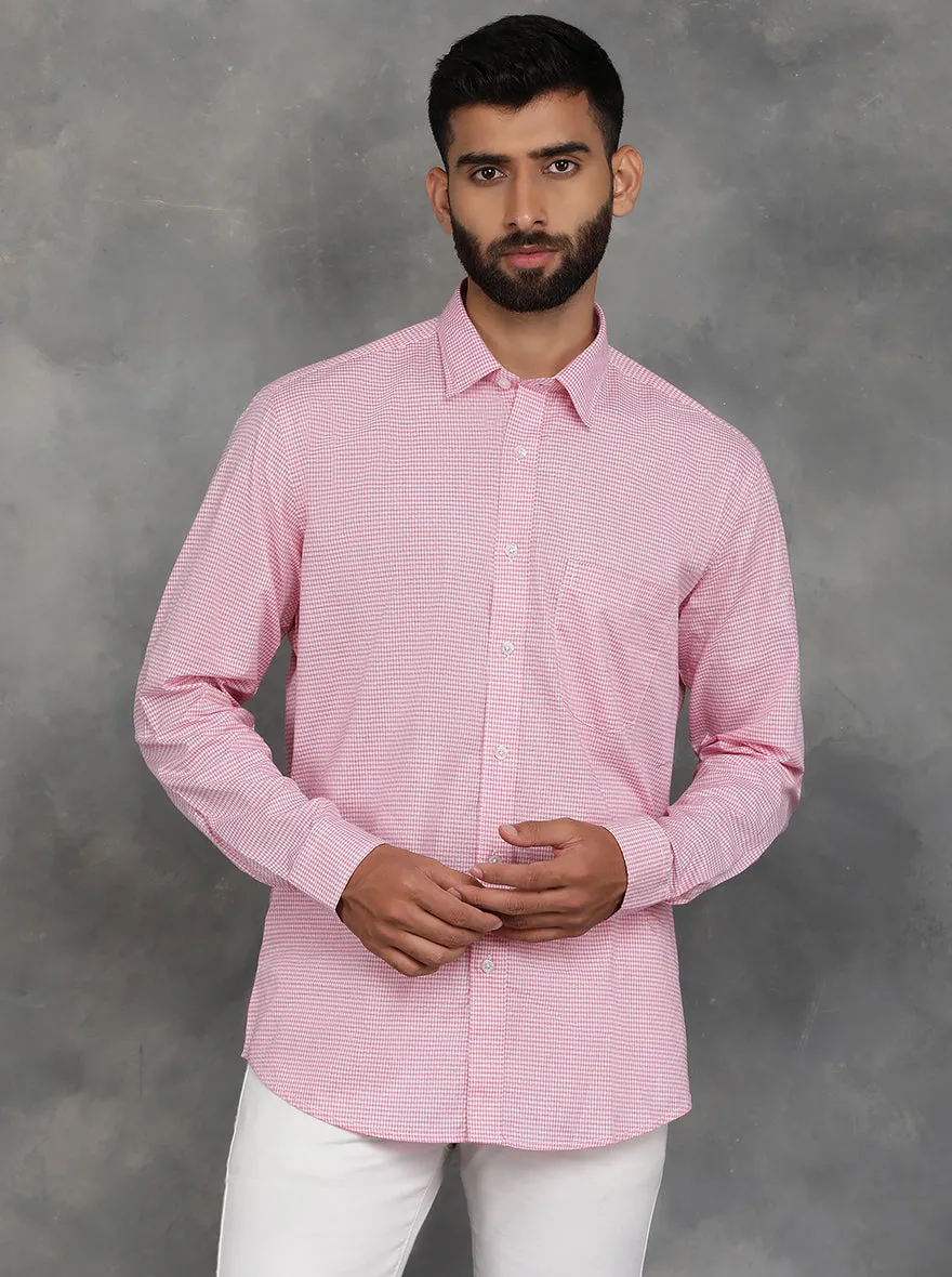 Pink Checked Smart Fit Semi Casual Shirt | GreenFibre