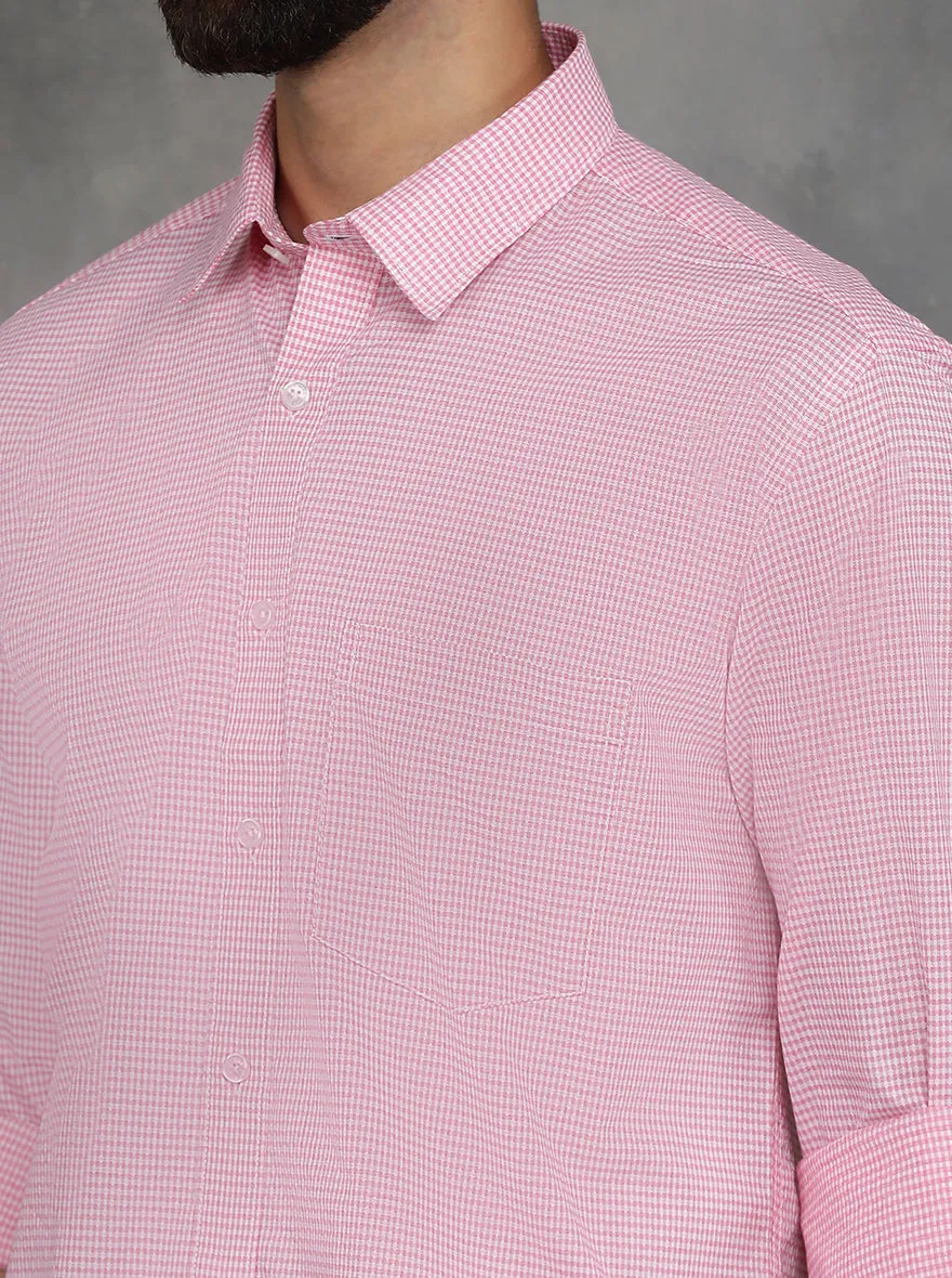 Pink Checked Smart Fit Semi Casual Shirt | GreenFibre