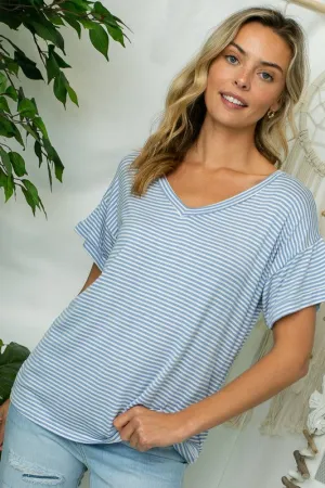 Plus Pin Stripe V-Neck Everyday Tee