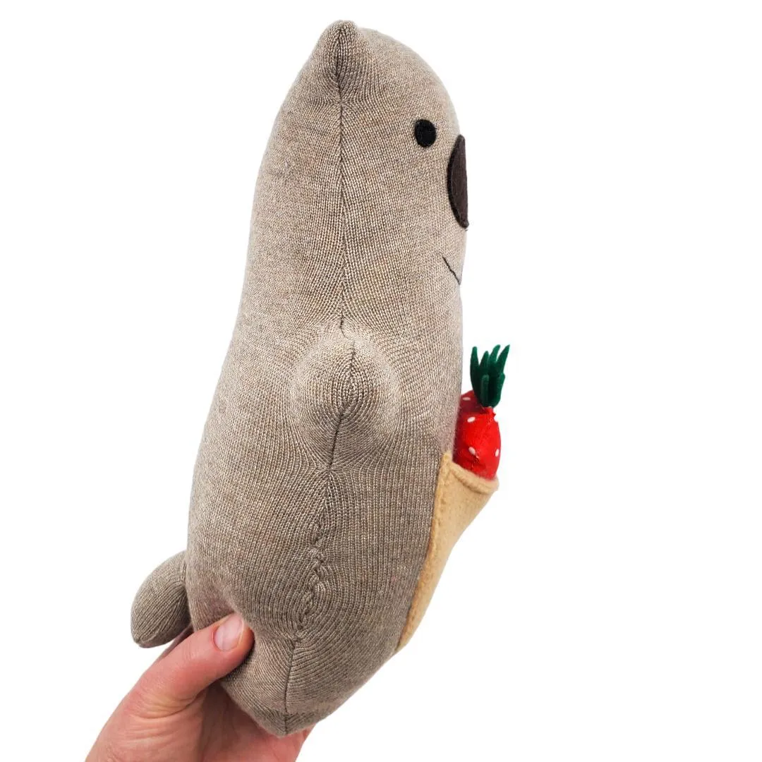 Plush - Groundhog with Strawberry Treat by Happy Groundhog Studio