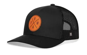 PNW Trucker Hat Leather  |  Black Pacific Northwest Snapback